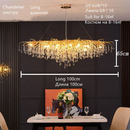 Lámpara de techo DecorBites™ Crystal Water Drop – Lámpara de techo de lujo para hoteles, restaurantes y villas