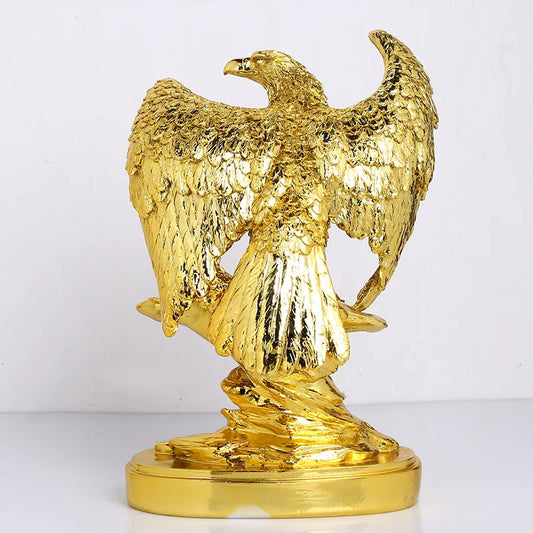 DecorBites™ Golden Eagle Wings Spread Resin Statue Home & Office Decor Art Craft