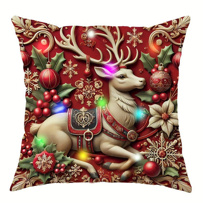 LED 3D Santa Claus pattern design decorative pillowcase Christmas party decorative cushion cover home decoration gift