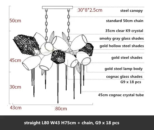 DecorBites™ Crystal Duplex Chandelier: Modern Artistic Living Room Lighting