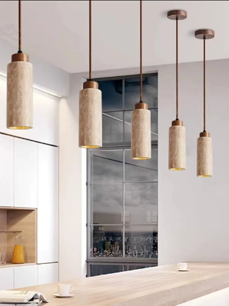 Yellow Stone Pendant Lamp Japanese Style 23cm