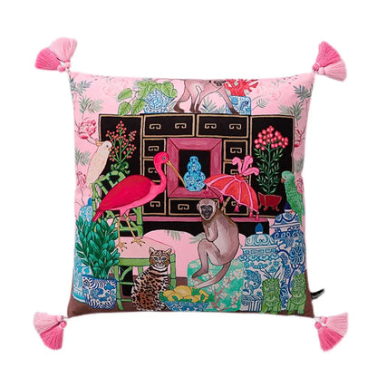 DecorBites™ Handmade Lumbar Pillow Case Lion Dog Floral Decorative Cover