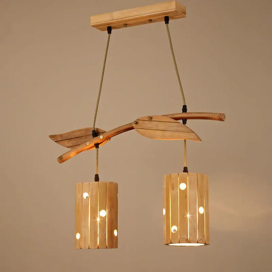 DecorBites™ Bamboo Art Chandelier: Retro Korean Living Room Lights for Tea House & Restaurant