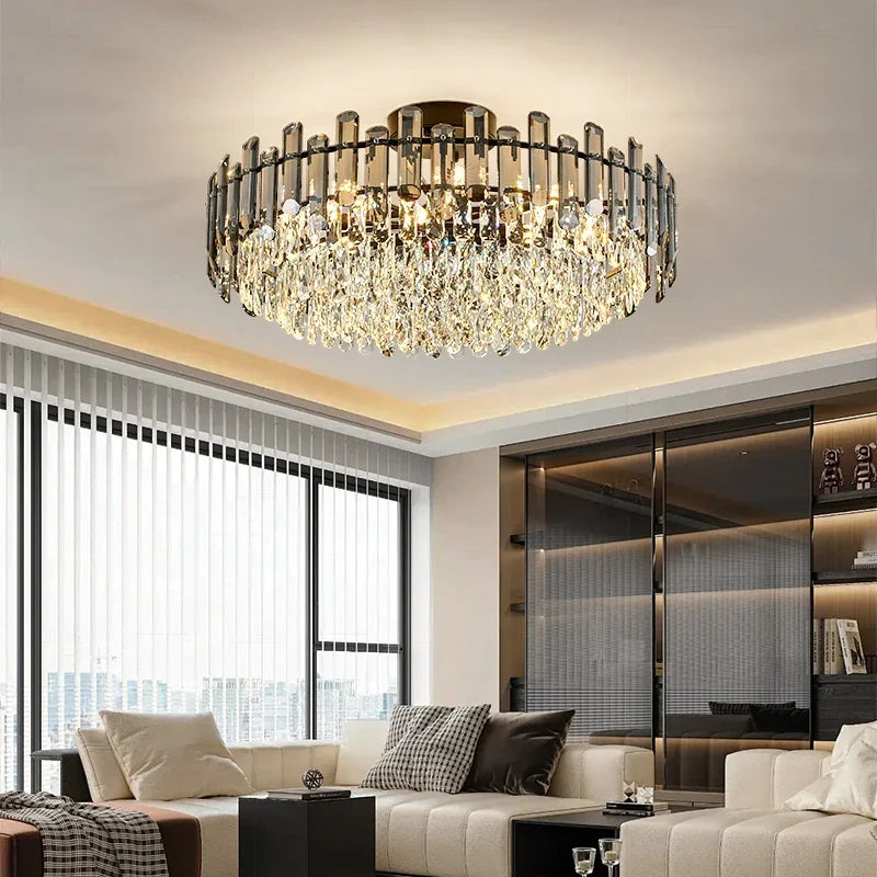 Gold Crystal LED Chandelier Round100cm Radiant