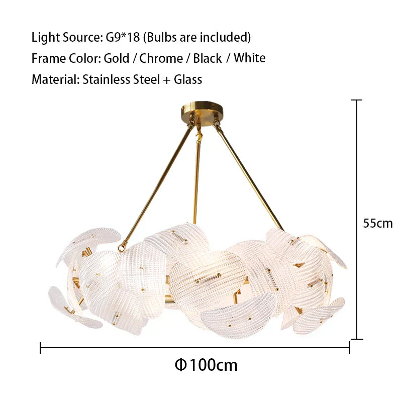 DecorBites™ LED Glass Petal Chandeliers: Luxury Modern Hanging Lamps for Dining Table