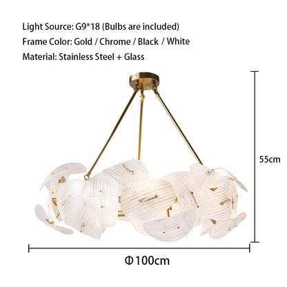 DecorBites™ LED Glass Petal Chandeliers: Luxury Modern Hanging Lamps for Dining Table