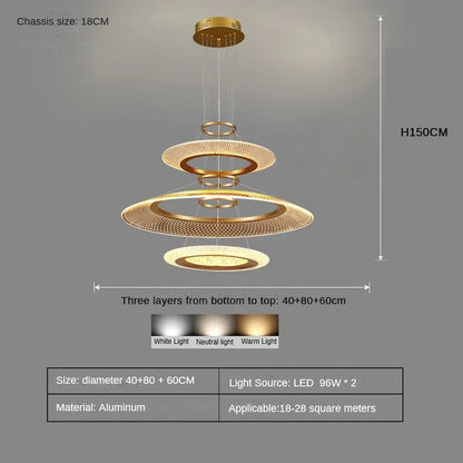DecorBites™ LED Ring Ceiling Chandelier: Luxury Villa Pendant Light for Living & Dining Rooms