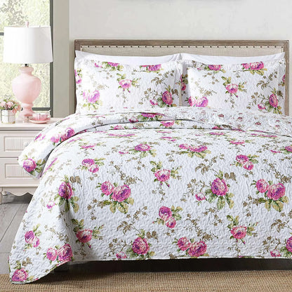 Decobites Gray Patchwork Floral Coverlet Bedding Set, Ultra Soft All Season Bedspreads