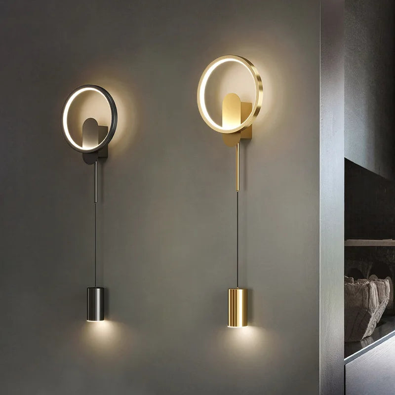 Aplique de pared LED dorado DecorBites™ de 24 W, estilo nórdico moderno, ideal para la decoración del hogar.