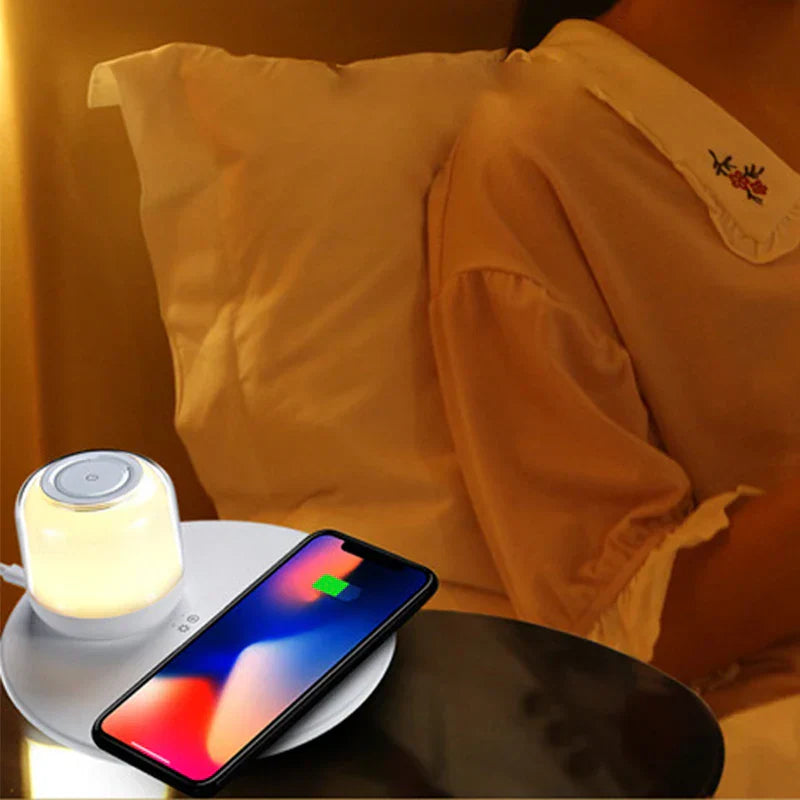 Lámpara de mesa con cargador inalámbrico y luz LED DecorBites™ para iPhone, Samsung y Huawei - Base de carga inalámbrica