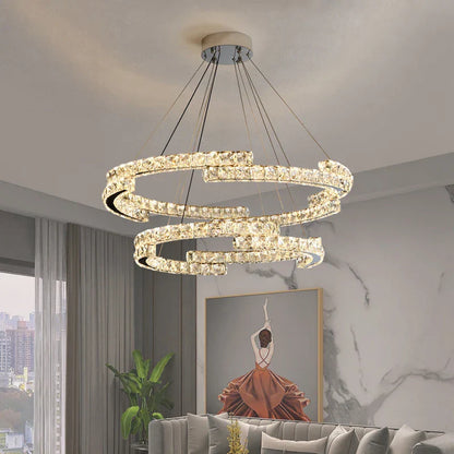 DecorBites™ Crystal Ceiling Chandelier: Modern Stainless Steel LED Indoor Lighting for Living Room & Bedroom