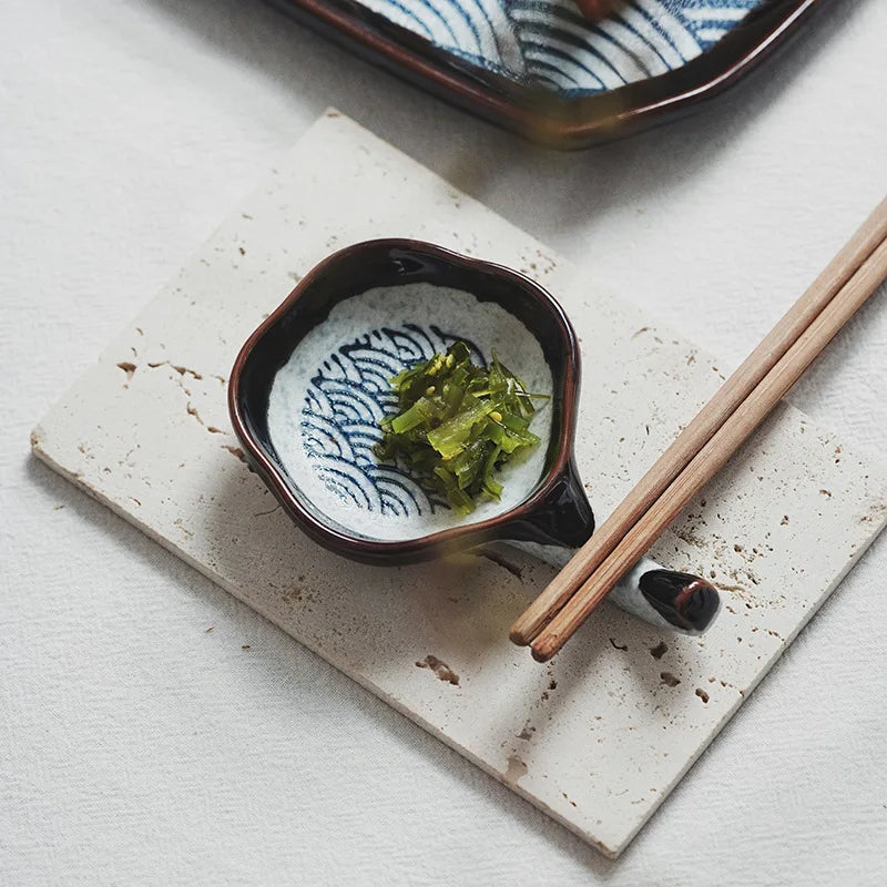 DecorBites™ Ceramic Japanese Porcelain Chopsticks Holder & Sauce Dish