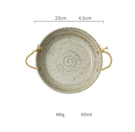 DecorBites™ Japanese Style Handmade Stoneware Dinnerware Set - Round Plates and Bowls