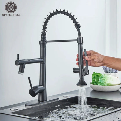 DecorBites™ Dual Spout LED Kitchen Faucet 360 Rotate Hot Cold Mixer for Stylish Sink