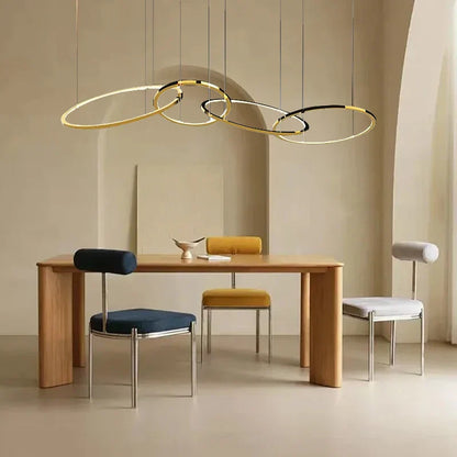 Lámparas colgantes circulares DecorBites™ de acero inoxidable dorado para la decoración del hogar y el comedor