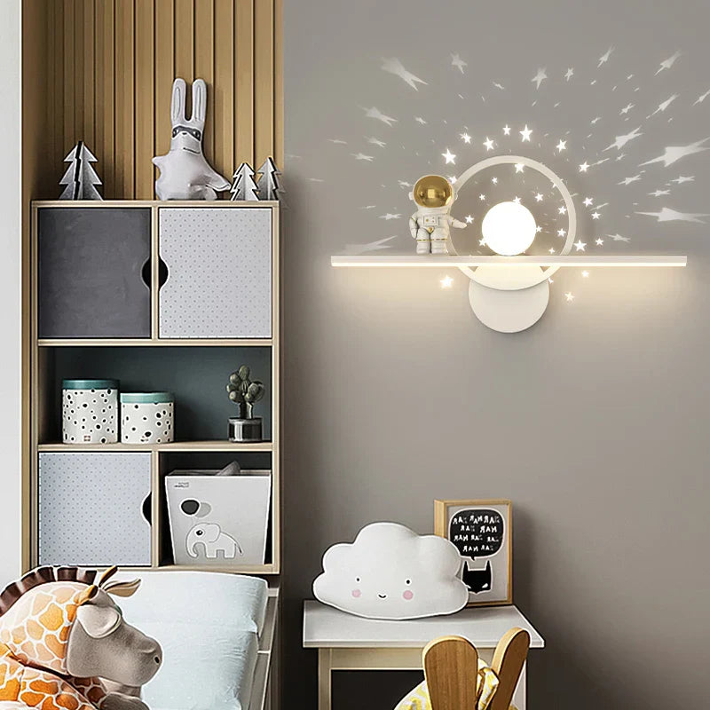 DecorBites™ Astronaut Moon Wall Lamp for Children's Bedroom with Simple Modern Design