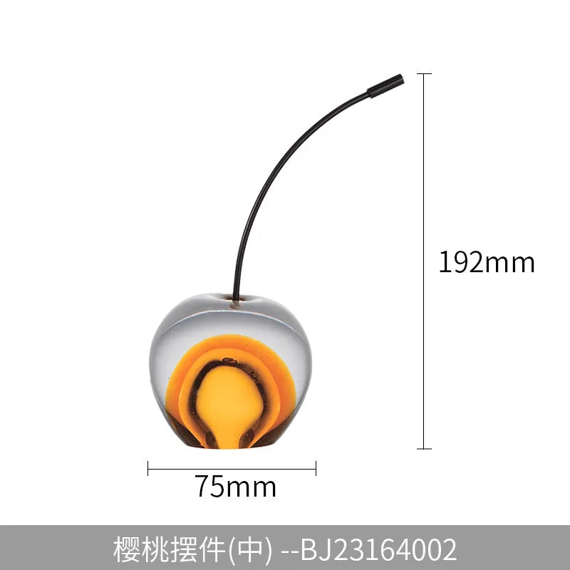 DecorBites™ Crystal Cherry Sculpture - Clear Cherry Decorative Figurine