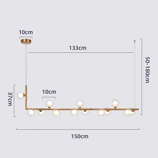 DecorBites™ Glass Black Chandelier Pendant Lamp Nordic Modern Living Room Light