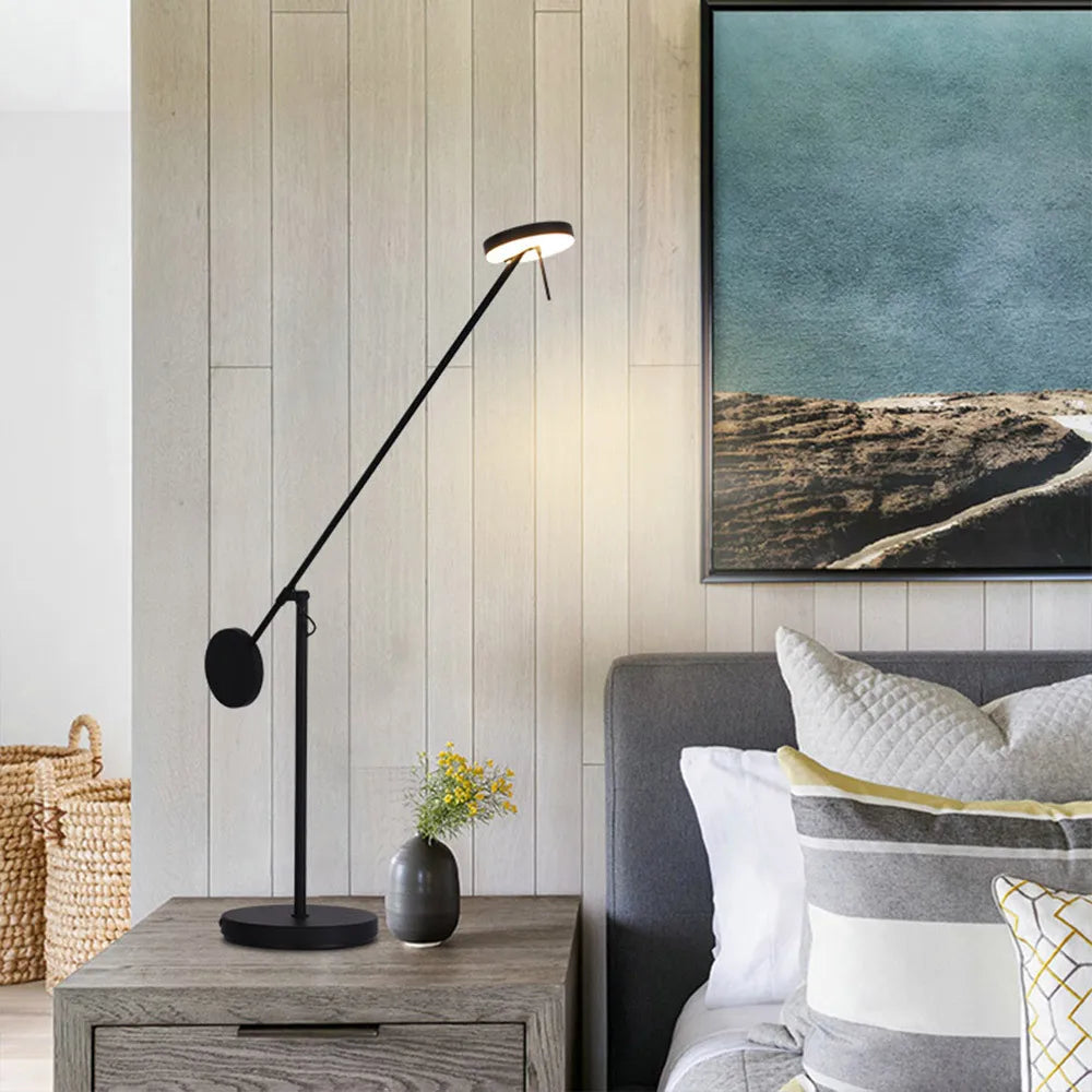 Lámpara de mesa DecorBites™ de brazo articulado industrial: iluminación moderna para sala de estar/dormitorio, oficina o estudio.