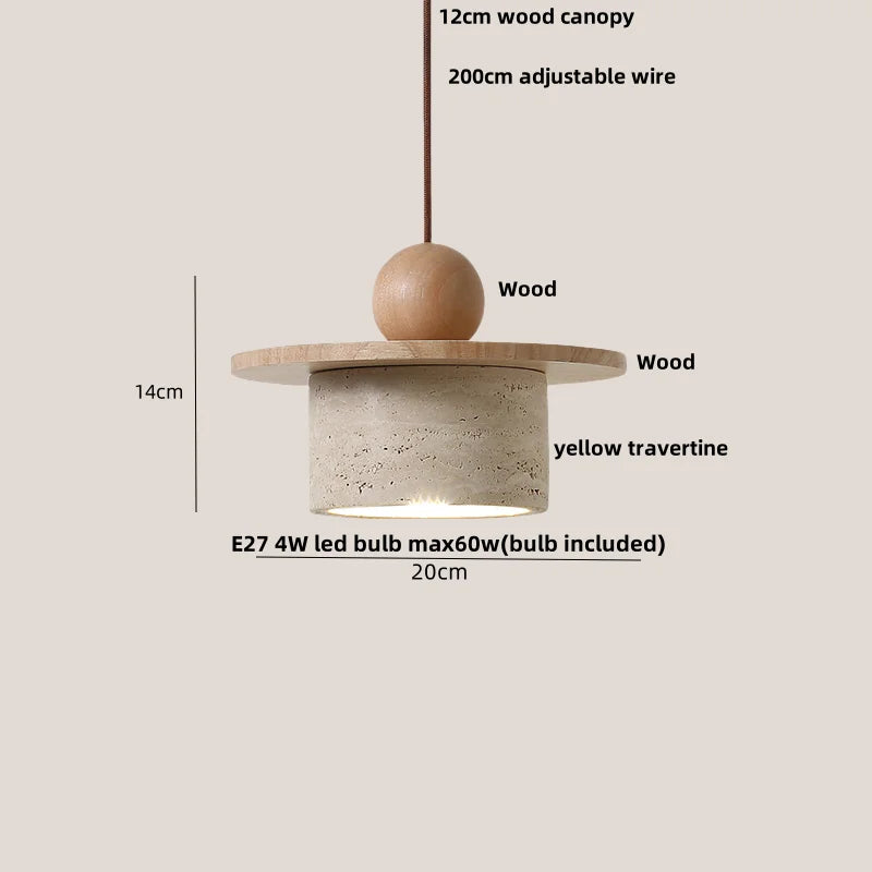 DecorBites™ Glass Ball Pendant Light - Adjustable Wire, LED, Yellow Travertine White, Dining Room