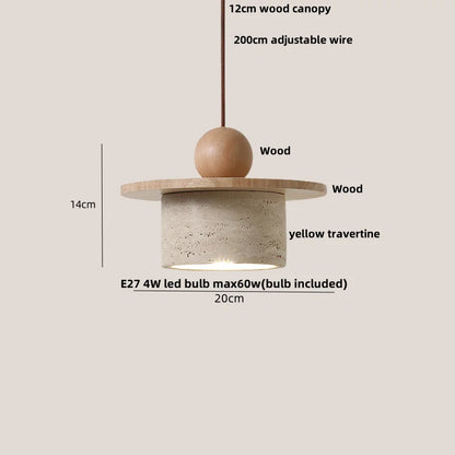 DecorBites™ Glass Ball Pendant Light - Adjustable Wire, LED, Yellow Travertine White, Dining Room