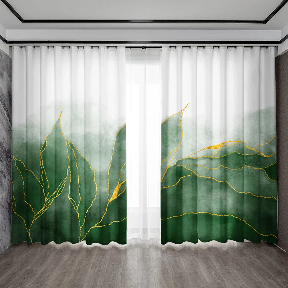 DecorBites™ Green Turtle Leaf Curtains for Kitchen, Coffee Shop, Living Room - Stylish Home Decoration