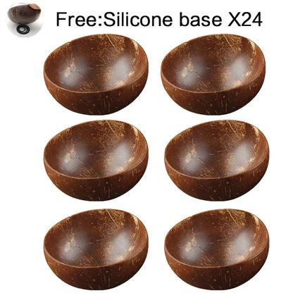 DecorBites™ Coconut Bowl Set with Wooden Spoon: Natural Handmade Tableware for Desserts, Fruits, Salads