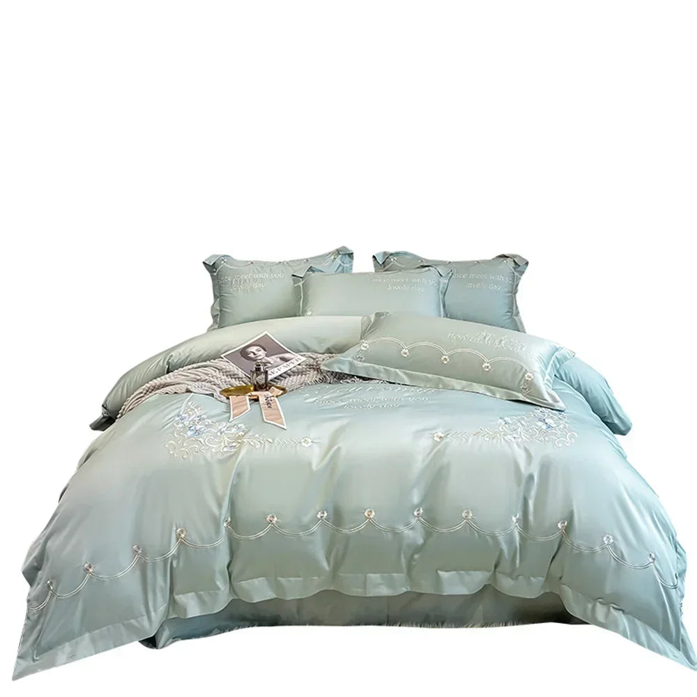 DecorBites™ Egyptian Cotton Bedding Sets | Solid Sheet Pillowcase | King Queen Double Size