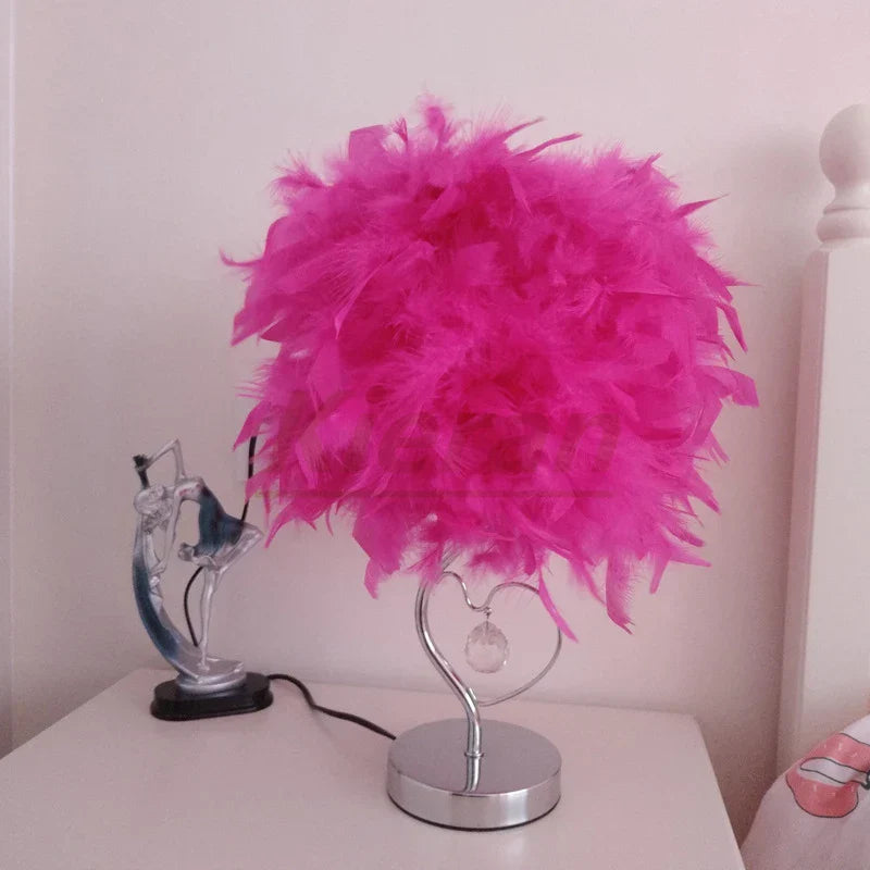 DecorBites™ Crystal Feather LED Table Lamp for Bedroom, Study, & Living Room