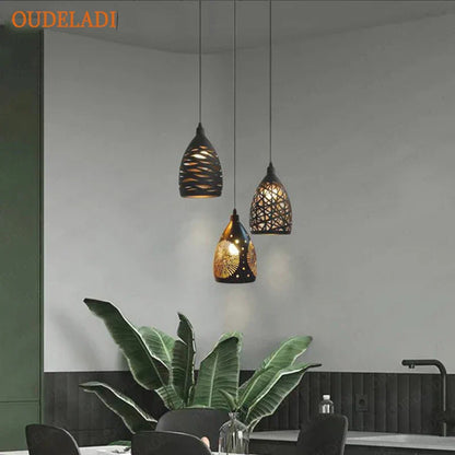 DecorBites™ LED Iron Cage Pendant Light - Modern Metal Fixture for Living Room and Restaurant