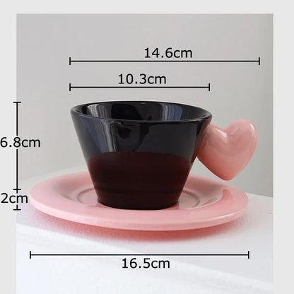 DecorBites™ Heart Shape Porcelain Lovers Mug Set Dining Coffee Cup Tea Saucer Juice Cup