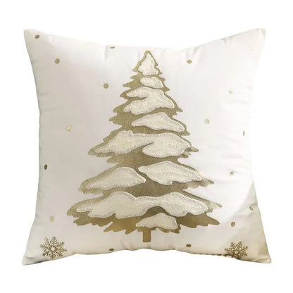 DecorBites™ Christmas Tree Embroidered Cushion Cover - Festive Decor Pillow Cover