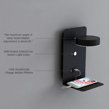 DecorBites™ LED Shelf Wall Lamp with USB Charging Port & Switch