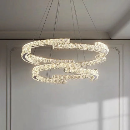 DecorBites™ Crystal LED Chandelier Pendant Light Modern Luxury Foyer Ceiling Lamp