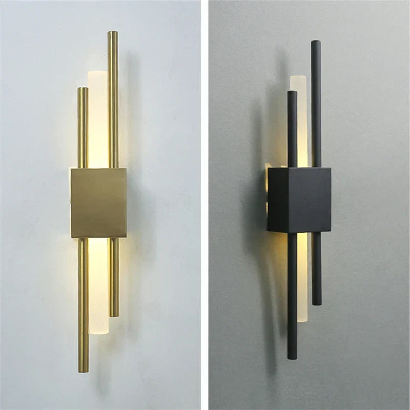 DecorBites™ Black & Gold Acrylic Pipe Wall Lamp, Modern LED Room Decor Sconce