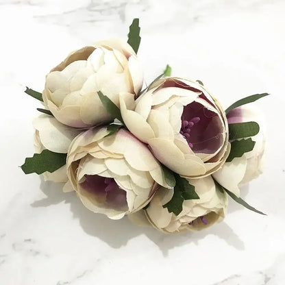 DecorBites™ Ramo de bayas y estambres de flor de cerezo color marfil para decoración navideña y de bodas DIY