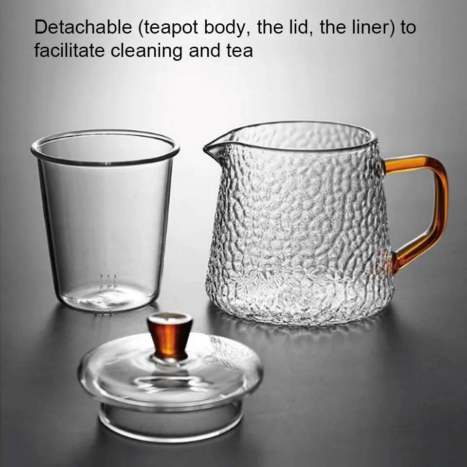 DecorBites™ Borosilicate Glass Teapot with Infuser for Puer Tea and Boiling Water