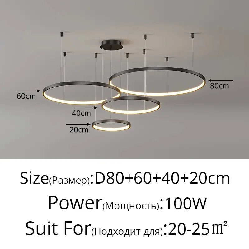 DecorBites™ Acrylic LED Ring Pendant Light Modern Minimalist Art Decor Chandelier