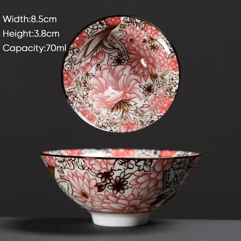 كوب شاي الكونغ فو من سيراميك ديكوربايتس™ باللونين الأزرق والأبيض - أكواب ساكي بورسلين على الطريقة اليابانية