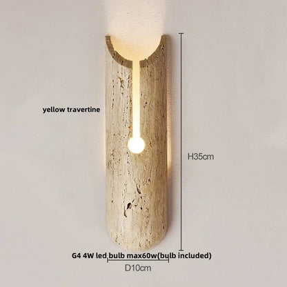DecorBites™ LED Wall Light Fixtures Bedroom Modern Button Switch Yellow Travertine White Iron Bedside Lamp
