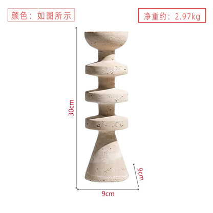 حامل شموع من الرخام الأسود من DecorBites™، حامل شموع من الحجر الأصفر العصري