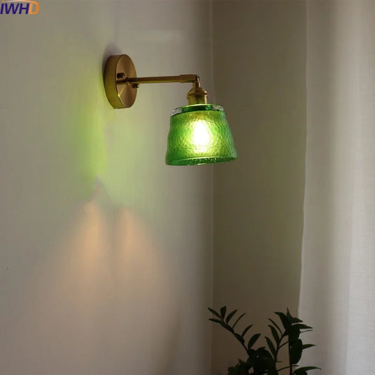DecorBites™ LED Green Glass Wall Light for Home Decor, Japanese Style, Bedroom, Living Room