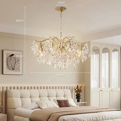 DecorBites™ Gold Crystal Ceiling Chandelier for Bedroom Dining Living Room