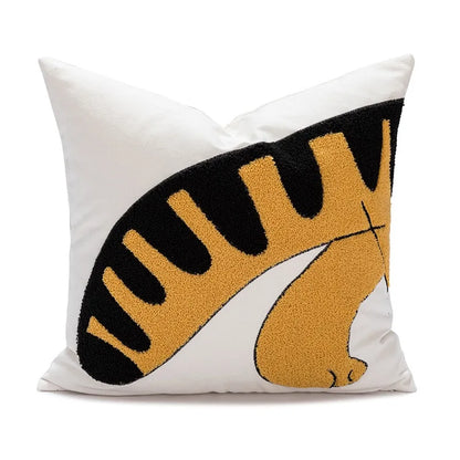 DecorBites™ Cartoon Tiger Embroidered Cotton Pillow Cover for Bedroom