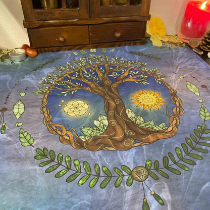 Decobites Tree Life Tapestry Altar Tablecloth Wall Hanging Room Decor Oracle Witchcraft Moon Sun