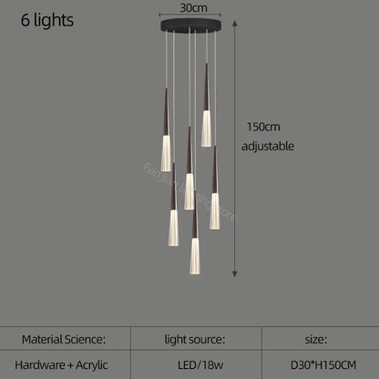 DecorBites™ مصباح مخروطي أكريليك معلق لسلالم الفيلا والمطبخ والمطعم.