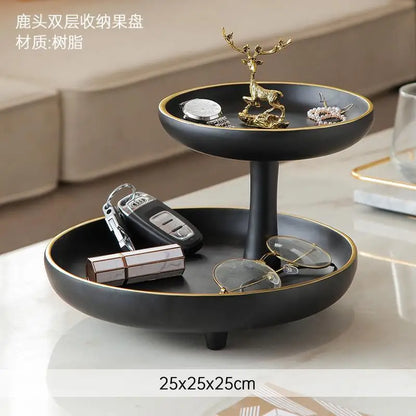 Bandeja de mesa de centro de doble capa DecorBites™: elegante caja de almacenamiento para cosméticos, llaves y decoración.