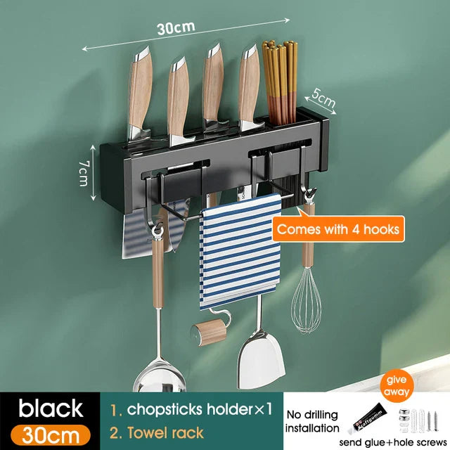Organizador de Cocina Decorbites™: Estante de Almacenamiento Multifuncional para Cuchillos y Palillos Montado en la Pared