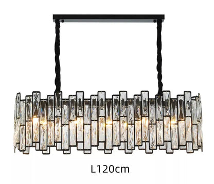 DecorBites™ Black Crystal Chandelier: Elegant Round Hanging Lamp for Living Room, Dining Room & Restaurant