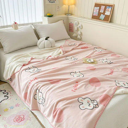 Manta de terciopelo color leche DecorBites™: Diseño bonito, cálida, multifuncional, ideal para el sofá y para viajes.